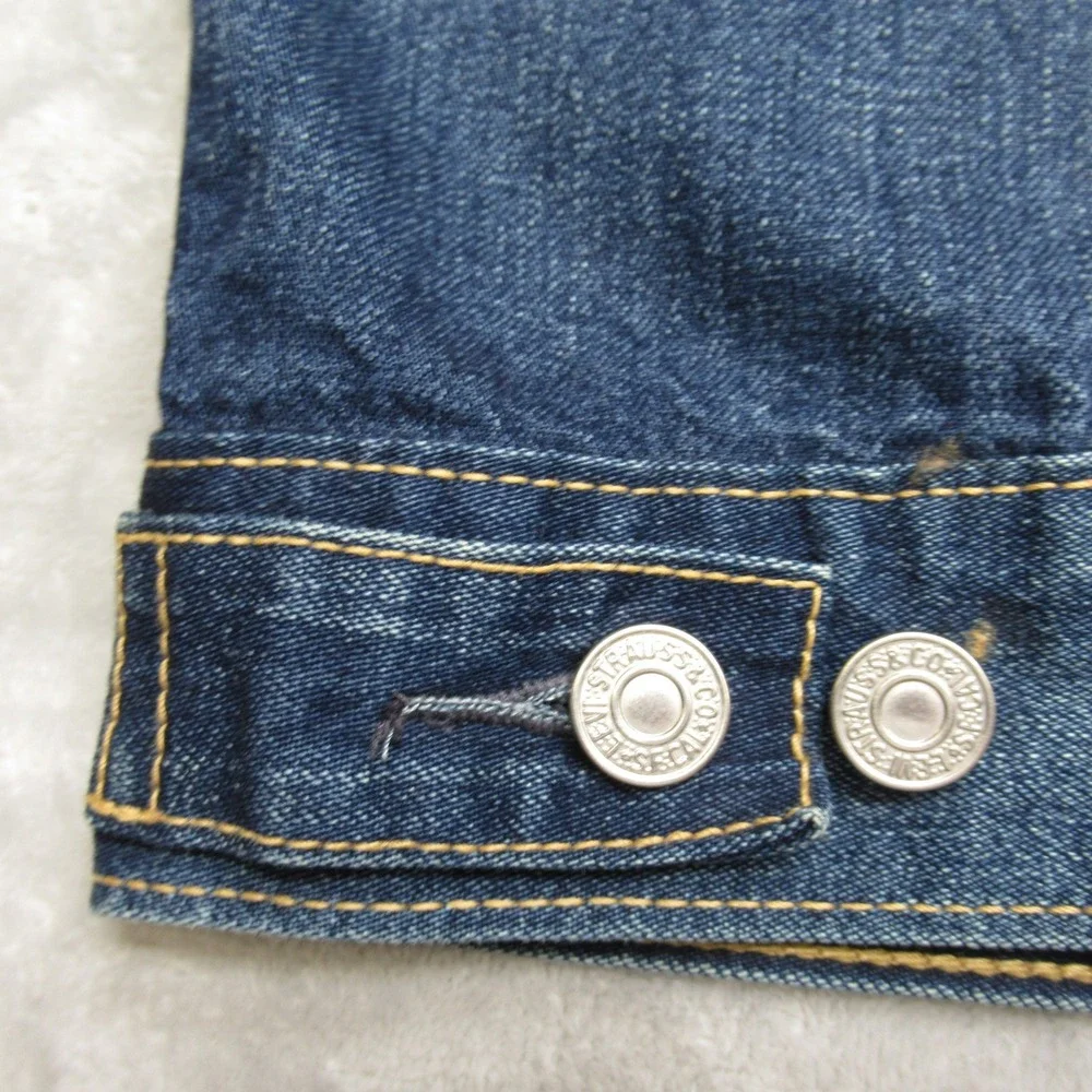 Levis Denim Jacket Men Medium Blue Button Relaxed‎ Trucker Hippie Whisker Patch - Picture 9 of 16